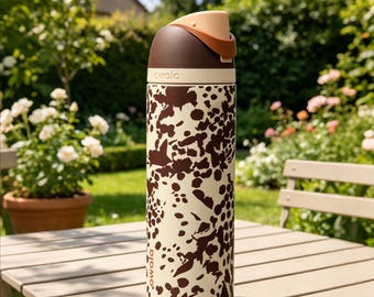 Owala "Cowgirl Core" 24oz FreeSip Bottle Animal Print Cow Brown，Insulated Stainless Steel Water Bottle, Birthday Gift for Her