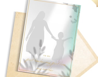 Legame eterno tra madre e figlio: biglietto d'auguri con scritta dorata (download digitale)
