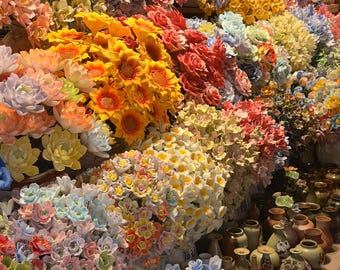 Handmade Ceramic Flowers, Eternal Blooms, Home Decor, Gift,Wall art