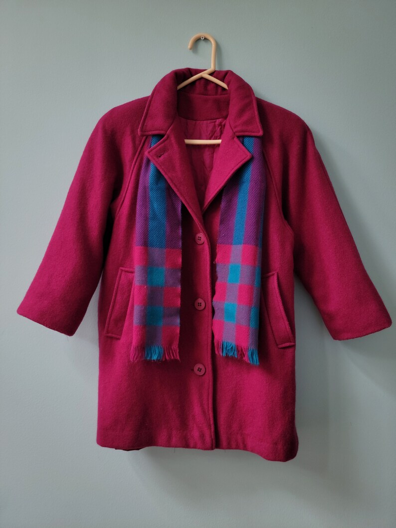 Girls Winter Coat Michael Lewis, Child size 8 with scarf , Magenta image 2