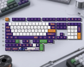 エヴァアニメPBTキーキャップセット、128キー、オリジナル高さ、Cherry MXメカニカルキーボード