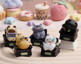 Working Stress Cat ESC Custom Artisan Keycaps For Keyboard, Handmade Keycaps, Cherry MX, Mechanical Keyboard