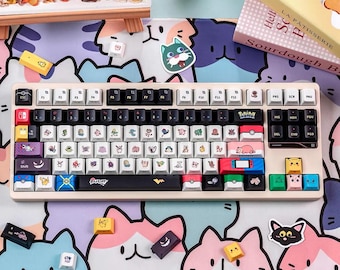 ポケットモンスター PBT 英語 オリジナル高さキーキャップセット、アニメキーキャップ、かわいいキーキャップ - 131キー
