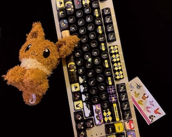 ブラッキーアニメPBT MOAキーキャップセット、133キー、昇華印刷メカニカルキーボード