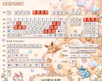 かわいい赤ちゃんモンスターのPBTキーキャップ、143キー、オリジナル高さ、メカニカルキーボードセット