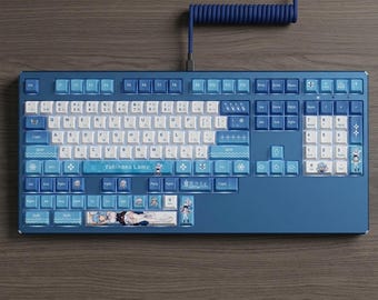 ホロライブ 雪花 ラミー PBT オリジナルハイト キーキャップセット、132キー、メカニカルキーボード、カスタムキーキャップ