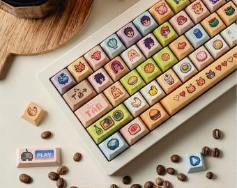 Stardew Farm PBTキーキャップセット、139キー、オリジナル高さ、メカニカルキーボードアクセサリー