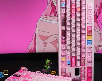 Set di tasti Bocchi The Rock Pink PBT Japanese Roots Cherry Height - 130 + 24 tasti