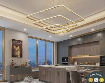 Modern Square Antique Finish LED Ceiling Light | Aluminum Chandelier, Daylight Illumination