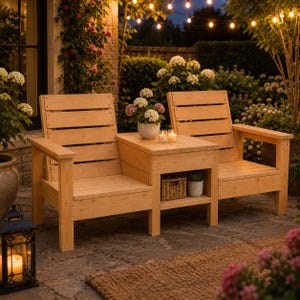 DIY Double Chair Bench Woodworking Plans | Outdoor Garden Patio Seating (Instand Download)