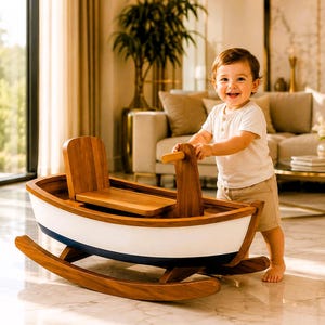 Progetto fai da te per costruire una barca a dondolo in legno, download immediato, mobili fai da te per bambini, progetto facile da realizzare.