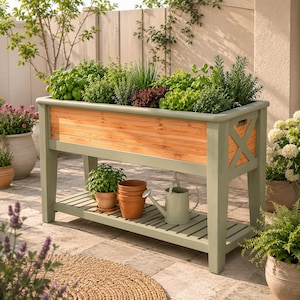 Raised Garden Planter Box Plans PDF Bed Woodworking Blueprint DIY Build Plans Instant Download