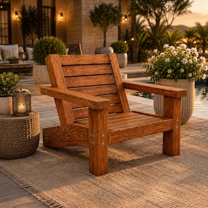 DIY Modern Lounge Chair Woodworking Plans | DIY Outdoor Armchair Build Guide (PDF Download)