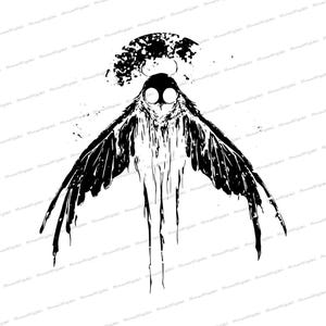 Cryptozoologie SVG, Mothman afbeelding SVG, Cryptide cadeau voor hem of haar, Folk Horror Retro Crewneck, Mystieke Weirdcore, Hitteoverdracht
