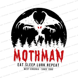 Mothman-shirt, SVG-bestand met cryptide folklore, mythologie, legende, cryptozoologie, transfer, cryptidcore-cadeau voor duistere horror en gothic, digitale download.
