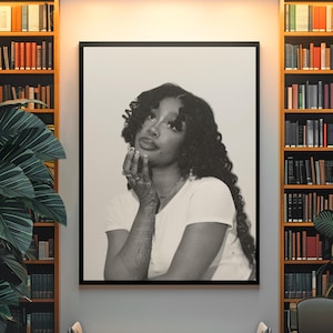 Póster de retrato de SZA al estilo de Estocolmo / Arte del álbum SOS vintage / Soporte de pared Y2K CTRL / Lámina de la cantante pop Lana / Artista atemporal de R&B