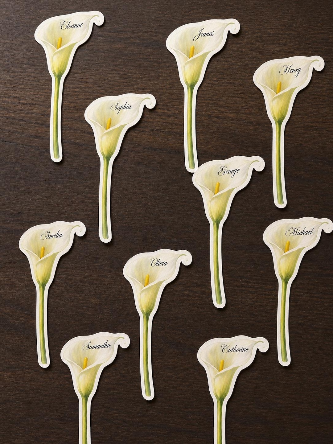 Elegant Calla Lily Wedding Placecard Template, Editable Name Card - Etsy