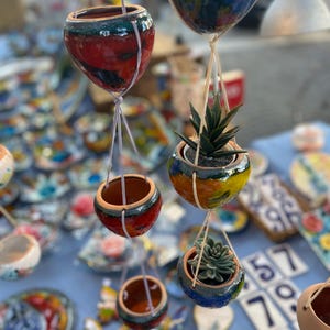 Vasetti sospesi in ceramica artigianale | Portapiante da appendere | Decorazione bohémien handmade