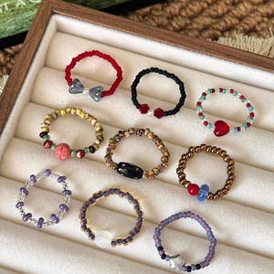 Beaded Ring, Dainty Stackable Ring, Colorful Minimal Jewelry, Cute Everyday Ring, Aesthetic Gift for Her