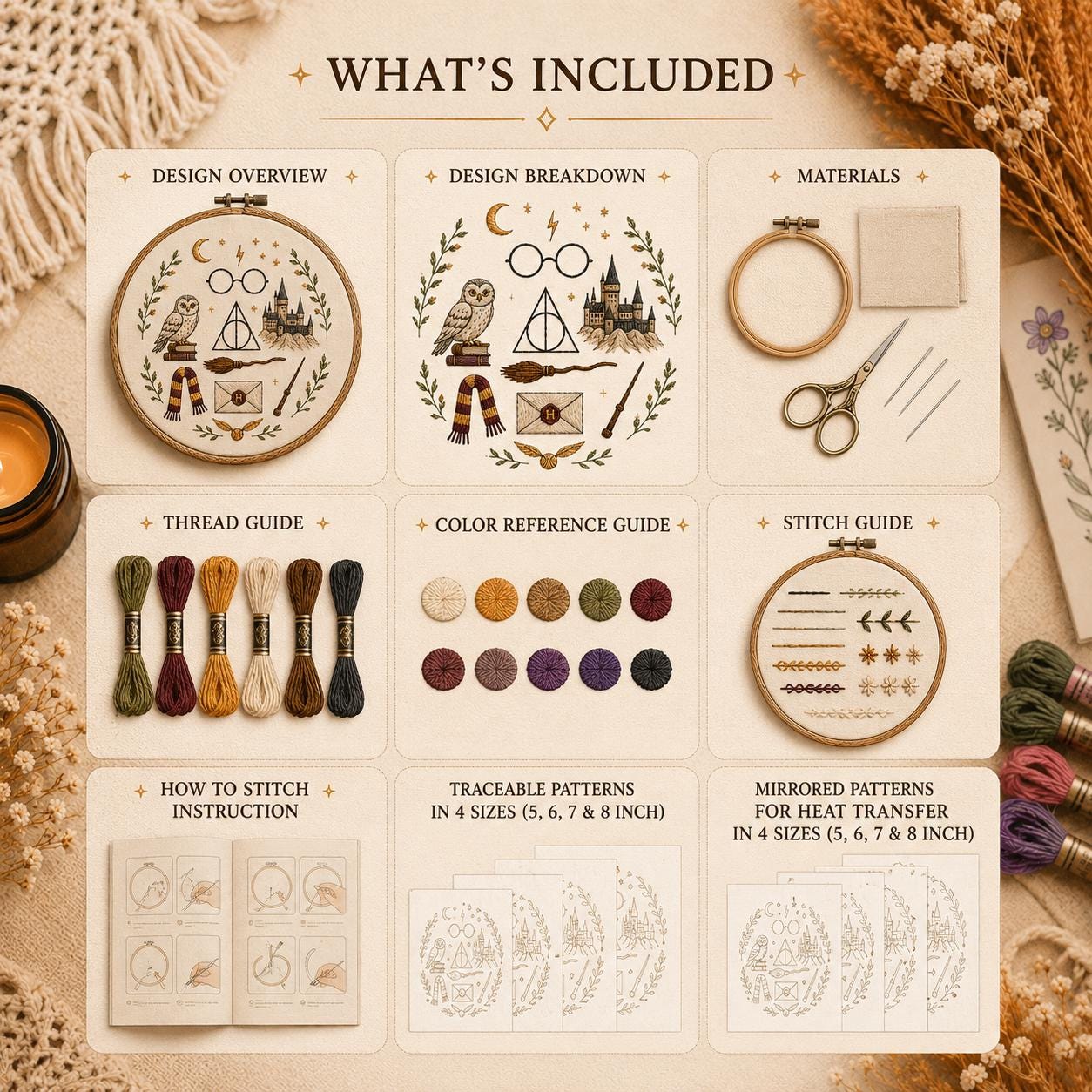 Wizardcore Embroidery Pattern, Dark Academia Enchanted Library Design ...