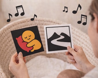 Visuele kaarten zondagsschoolliedjes voor baby's: christelijke flashcards met hoog contrast (digitale download), zondagsschool