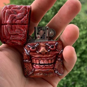 Grotesque Monster Lighter – Screaming Demon Face Zippo-Style Lighter – Horror Collectible –Handmade Art Lighter – Weird Gift - Glooid of fun