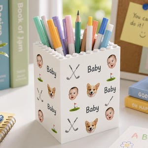 Portalápices personalizado con foto de bebé, organizador de escritorio personalizado para niños, regalo de regreso a clases, organizador de útiles escolares, decoración para el aula.