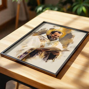 Arte imprimible de San Juan Crisóstomo / Decoración católica de pared en acuarela imagen 5