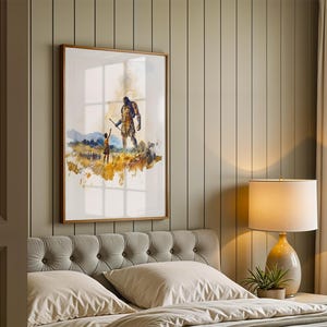 David and Goliath Framed Poster | Modern Watercolor Catholic Wall Art image 3
