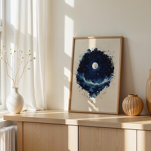 The Creation of the Stars and Moon Printable Art | Modern Watercolor Christian Wall Decor image 4