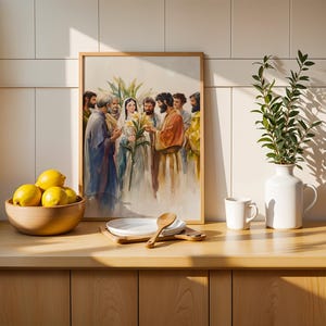 The Betrothal of Mary and Joseph Printable Art | Modern Watercolor Catholic Decor image 7