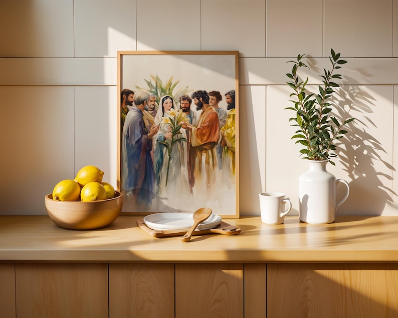 The Betrothal of Mary and Joseph Printable Art | Modern Watercolor Catholic Decor image 7