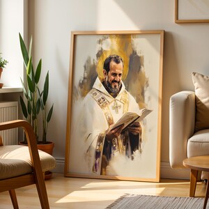 Saint John Chrysostom Framed Poster | Minimalist Catholic Wall Art image 2