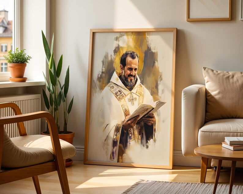 Saint John Chrysostom Framed Poster | Minimalist Catholic Wall Art image 2