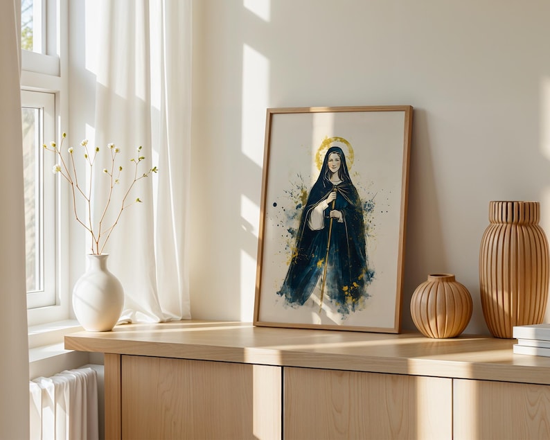 Saint Bridget of Sweden Printable Art | Watercolor Catholic Wall Decor image 4