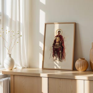 Arte imprimible de San Martín de Tours / Decoración católica de pared en acuarela imagen 6