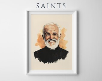 Saint John Vianney ingelijste poster | Moderne katholieke aquarel kunst aan de muur