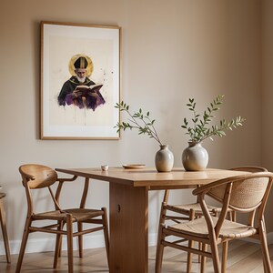 Inramad poster med Sankt Augustinus av Flodhästen | Modern kristen väggkonst | Minimalistisk katolsk dekor bild 10