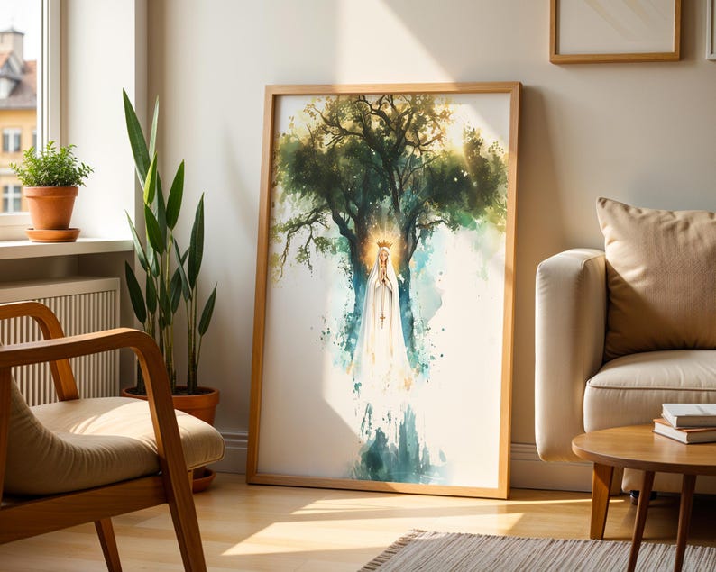 Our Lady of Fatima Printable Art | Watercolor Catholic Wall Decor image 9
