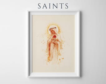 Poster incorniciato di Santa Rosa da Lima / Decorazione murale cattolica minimalista