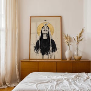 Kunstdrucke zur Heiligen Scholastika | Moderne katholische Wanddekoration im Aquarellstil Bild 8