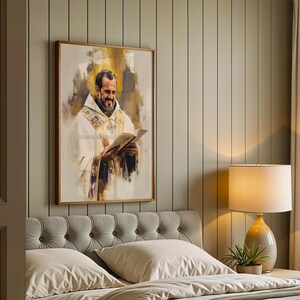Saint John Chrysostom Framed Poster | Minimalist Catholic Wall Art image 3