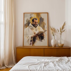 Arte imprimible de San Juan Crisóstomo / Decoración católica de pared en acuarela imagen 8
