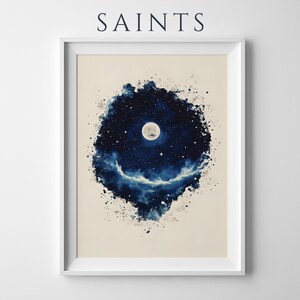 Gerahmtes Poster „Die Erschaffung der Sterne und des Mondes“ | Moderne christliche Wandkunst Bild 1