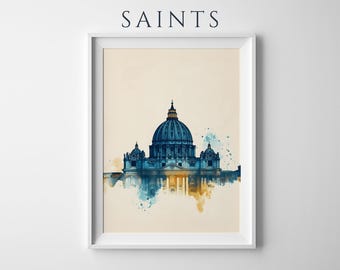 Inramad poster med Peterskyrkan | Minimalistisk katolsk väggkonst | Träram