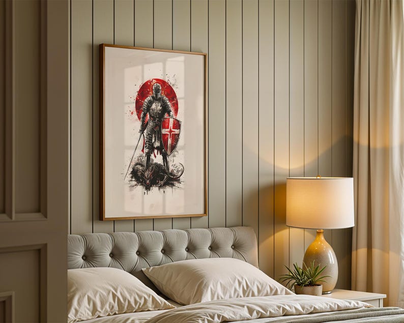 Saint George Framed Poster | Modern Watercolor Catholic Wall Art | Ready to Hang image 10