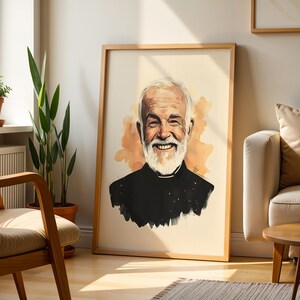 Utskrivbar konst av Sankt Johannes Vianney | Modern akvarell katolsk väggdekoration bild 4