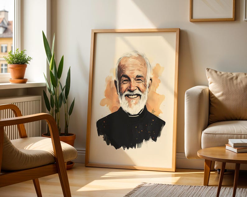 Utskrivbar konst av Sankt Johannes Vianney | Modern akvarell katolsk väggdekoration bild 4