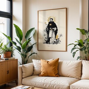 Saint Dominic de Guzmán afdrukbare kunst | Katholieke aquarel muurdecoratie afbeelding 6
