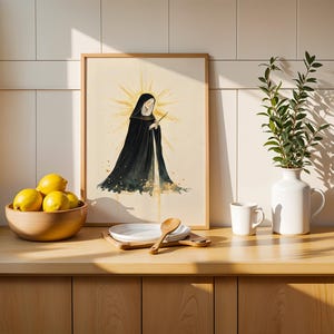 Święta Hildegarda z Bingen – grafika do druku | Akwarela – katolicka dekoracja ścienna zdjęcie 8